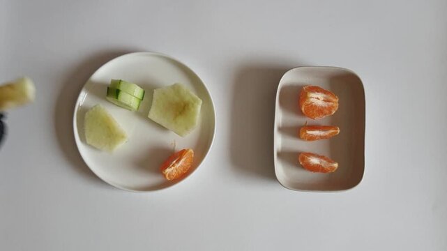 Close Up of Red Apple Slices on White Table &mdash; Healthy Snack Idea