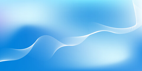 Abstract blue gradient background with shining lines waves. Minimalist background for banner, poster, cover, brochure, flyer, website