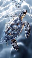 Majestic Sea Turtle in Pritine Ocean Waters Amidst Vbrant Coral Reefs CapturedUnderwater