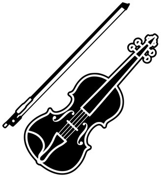 music illustration melody silhouette musical logo instrument icon orchestra outline viola classical acoustic play sound bow fiddle song wooden shape kids vector graphic background