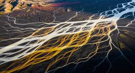 Aerial View of Braided Yellow River