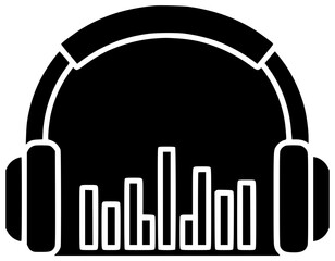 accessory illustration music silhouette technology logo sound icon audio outline headset modern equipment entertainment headphones device listen wireless stereo shape with vector graphic background