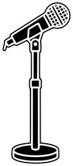 microphone illustration audio silhouette entertainment logo technology icon sound outline mic music studio voice speech karaoke concert broadcast record shape women vector graphic background