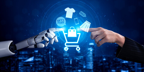 AI analyzing consumer shopping behavior to optimize digital promotions, personalize e-commerce...