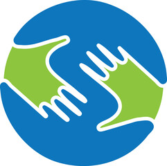 Globe Hand Earth Logo Design Global Care Vector Template Icon