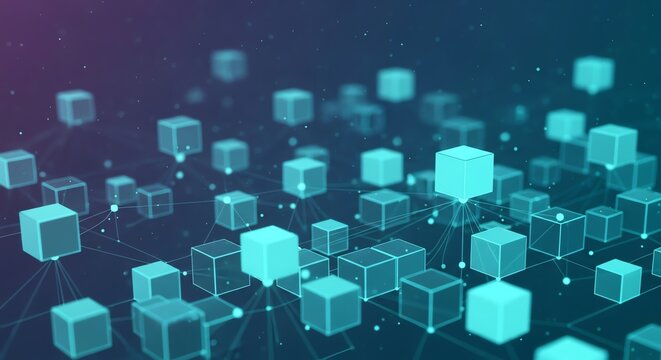 Network of interconnected cubes digital abstract background