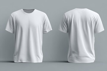 Clean white short sleeved garment shown in front and back views against a muted background