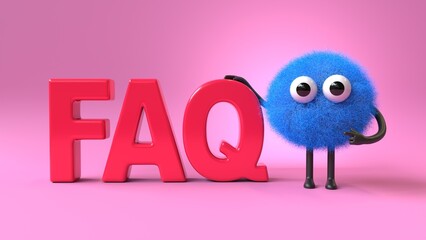 Fluffy, cute monster next to 