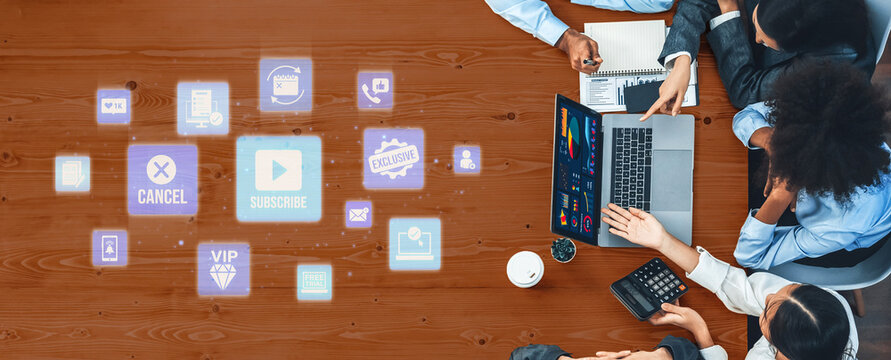 Concept of subscription services provides exclusive digital content. This model offers continuous access, enhancing subscription services with personalized experiences and benefits. Entice