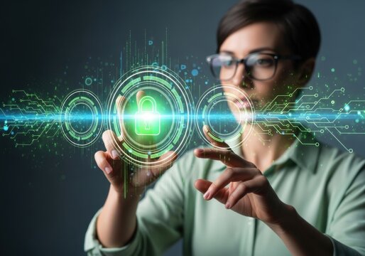 Cybersecurity Holographic Interface - Powered by Adobe