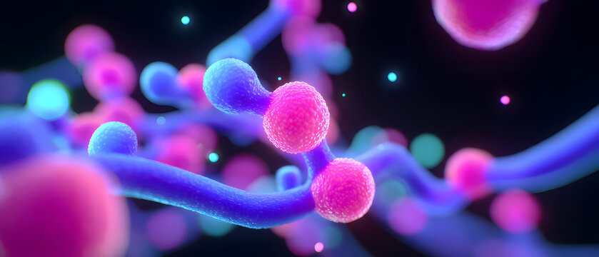 Glowing cells and molecular structures in microscopic world