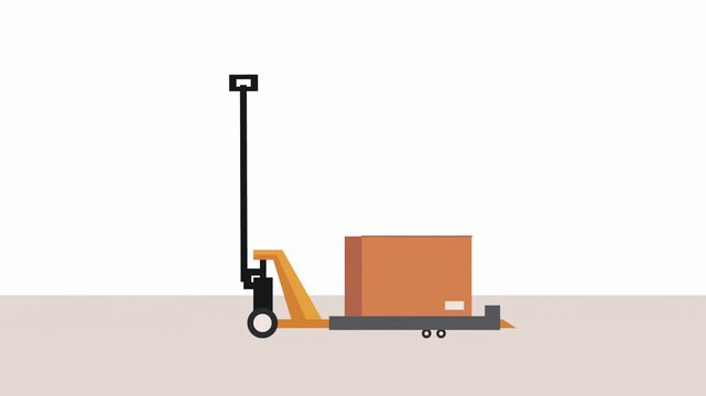 Pallet jack lifting stack of cardboard boxes on white background forklift hand truck