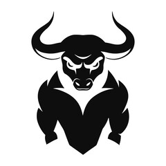 Vector logo art illustration of a powerful bull