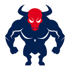 Vector logo art illustration of a powerful bull