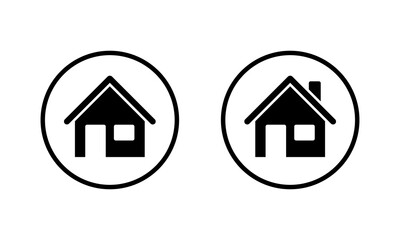 Fototapeta premium House icon in circular outline. Home architecture and real estate building symbol