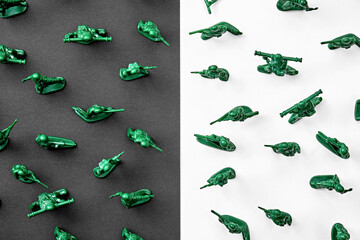 Toy Soldiers War on Black and White Background
