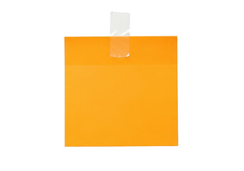 Orange sticky note with tape mockup, reminder, memo, message, office, school, business, planning, important, paper isolated on transparent background