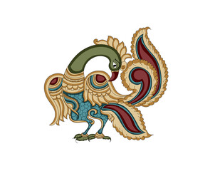 Kalamkari Peacock Clipart | Traditional Indian Folk Art PNG Design