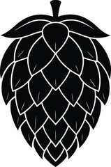 Black silhouette of a hop cone