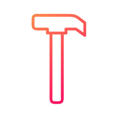 a flat gradient outline icon of a hammer for web and graphic design