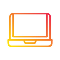 a flat gradient outline icon of a laptop for web and graphic design