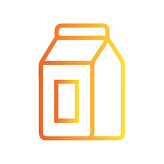 a flat gradient outline icon of a milk carton for web and graphic design