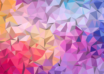 Obraz premium Vibrant abstract polygonal background with a spectrum of colorful geometric triangles forming a modern crystal pattern
