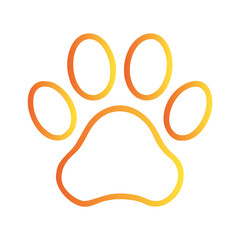 a flat gradient outline icon of a paw print for web and graphic design