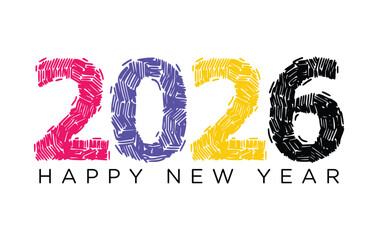

Modern Happy New Year 2026 Vector Illustration, High Resolution Vector art, Stylish, Elegant, Simple,