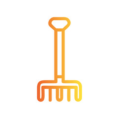 a flat gradient outline icon of a rake for web and graphic design