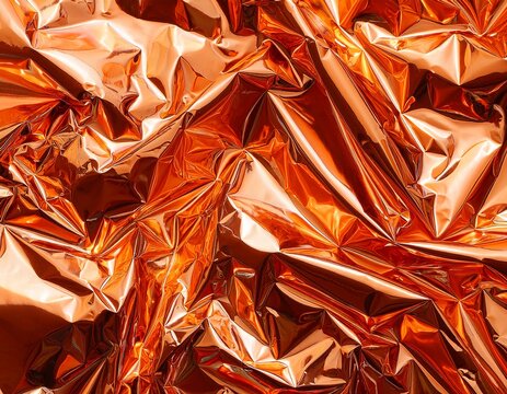 abstract image of crumpled orange holographic foil