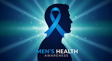 Symbolic Blue Ribbon Representing Men's Health Awareness and Wellness Promotion, Highlighting Support for Male Wellbeing Initiatives