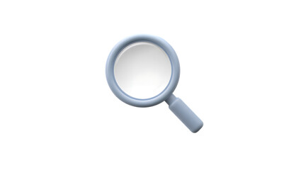 A 3d render of a magnifying glass isolated on transparent background