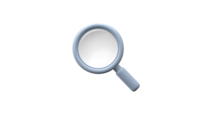 A 3d render of a magnifying glass isolated on transparent background