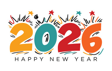 

Modern Happy New Year 2026 Vector Illustration, High Resolution Vector art, Stylish, Elegant, Simple,
