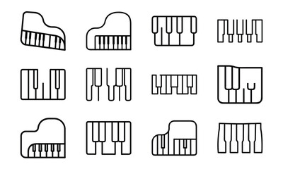 Education and School Line Icons Set – Stars, Tree, Eraser, Exam Paper, Classroom, Uniform, Microphone, Piano, Glasses, Rocket, Solar System, and Study Desk Outline Symbols