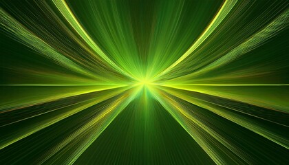 asymmetric green light burst abstract beautiful rays of lights on a dark green background with the colors of green and yellow