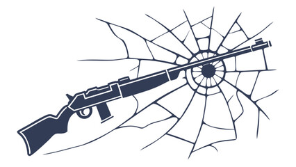 Rifle piercing through shattered glass, symbolizing the impact of gun violence and the urgent need for gun control