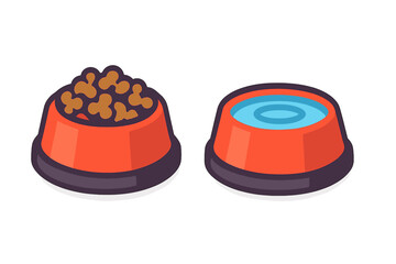 Essential pet care items featuring a bowl of dry food and a bowl of fresh drinking water