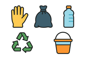 Essential symbols for waste management cleanup and environmental protection