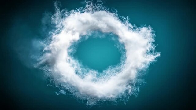 Ephemeral Ring: A ethereal ring of cloud materializes against a gradient teal backdrop, creating a sense of wonder and abstract beauty.