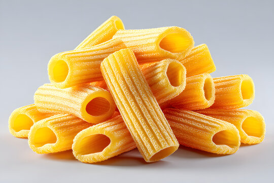 Uncooked rigatoni pasta.Top view.