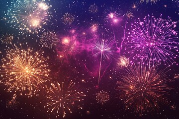 Fototapeta premium Beautiful night sky fireworks high resolution picture