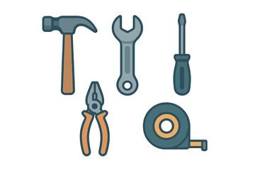 Collection of essential hand tools for home repair and construction work