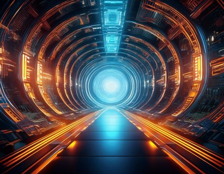 deep tech energy tunnel leading into abstract