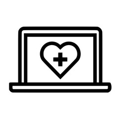 Fototapeta premium Vector of health heart symbol with cross on computer screen showing online medical services