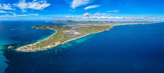 Fototapeten Naturpark Ultra Wide Aerial View of the Entire Island of Ibiza, Balearic Islands, Surrounded by the Deep Blue Mediterranean Sea  © Mike Workman