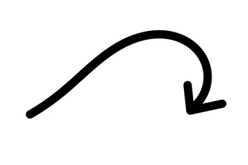 Curved downward black arrow