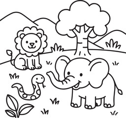 Joyful Jungle Friends Coloring Page