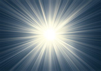 Fototapeta premium Bright sunburst light rays shining with radial glow effect on blue abstract background